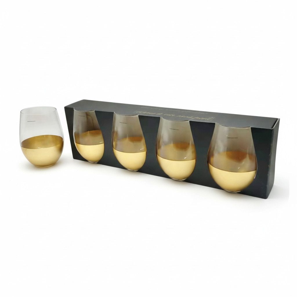 Ensemble de 4 verres sans pied avec finition dorée