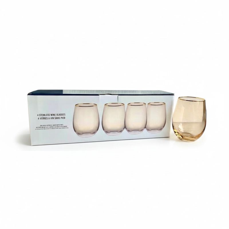 Ensemble de 4 verres à vin sans pied- Ambré