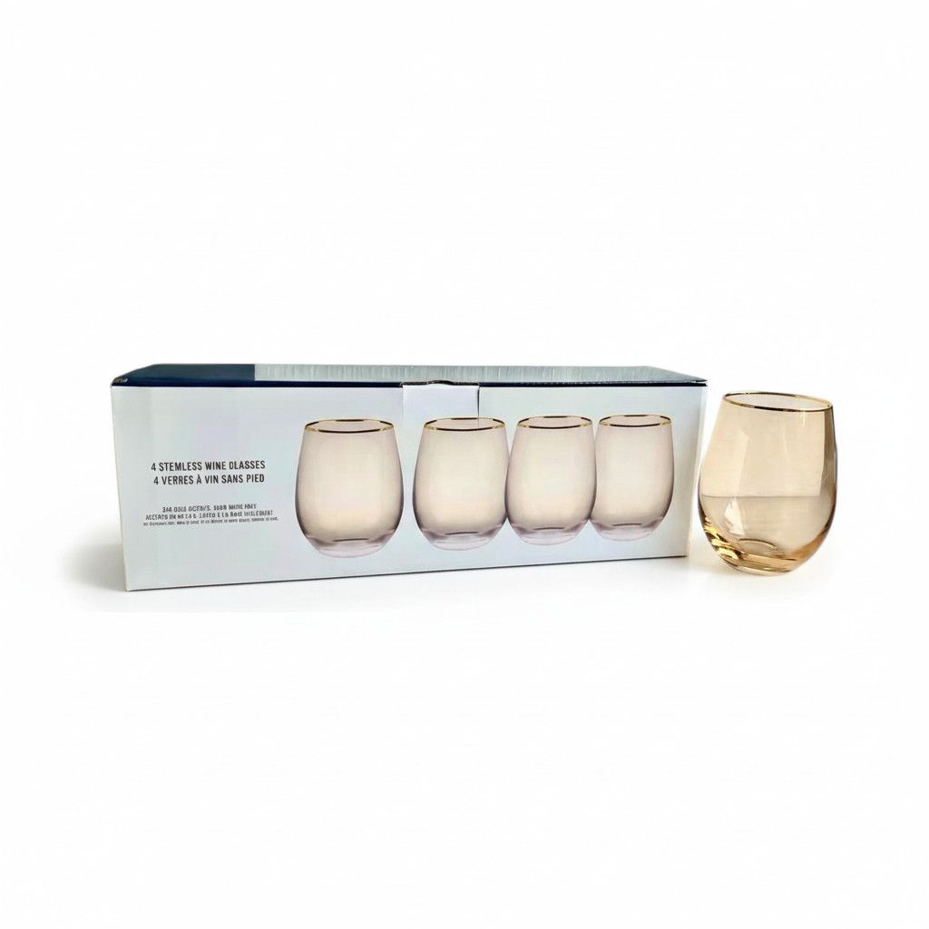 Ensemble de 4 verres à vin sans pied- Ambré