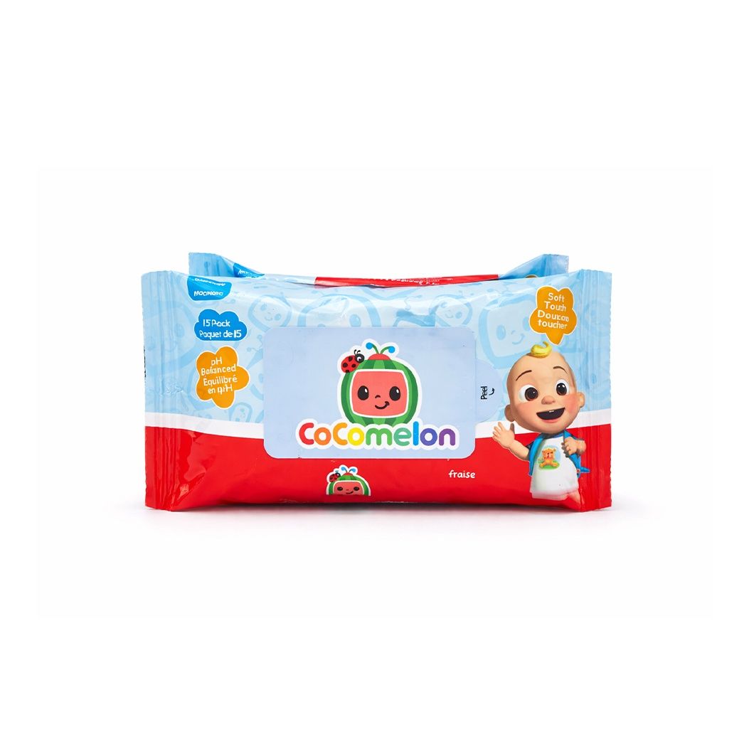 Lot de 4 pack de 15 unités lingette à la fraise