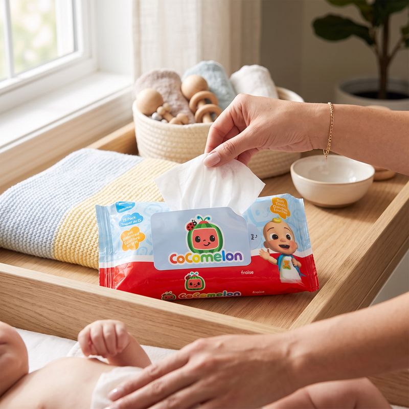 Lot de 4 pack de 15 unités lingette à la fraise