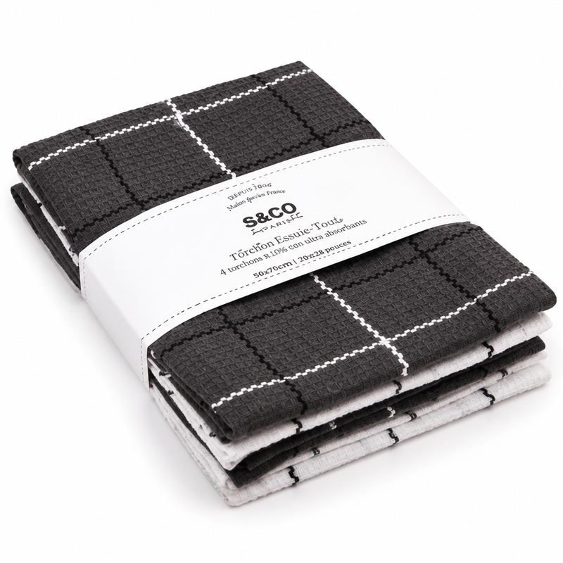 4 Serviette de table Noir