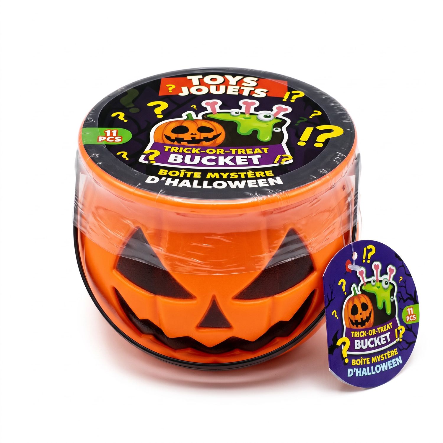 Seau citrouille mystère d’Halloween – 11 jouets surprises