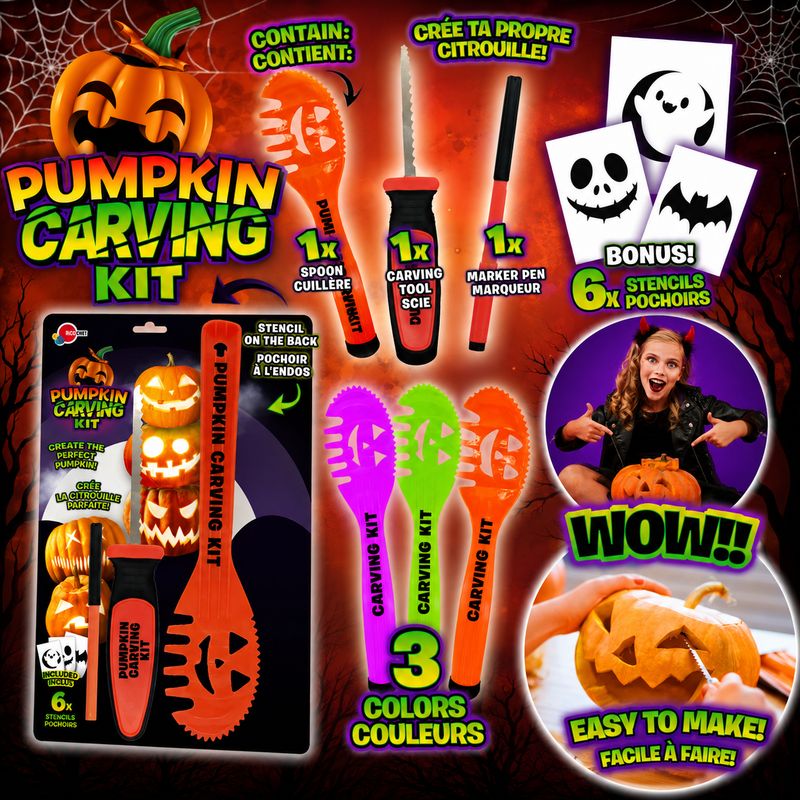 Ensemble de sculpture de citrouille Halloween – Vert