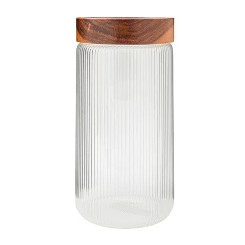 Jarre en borosilicate optique avec couvercle en bois- 1.2L