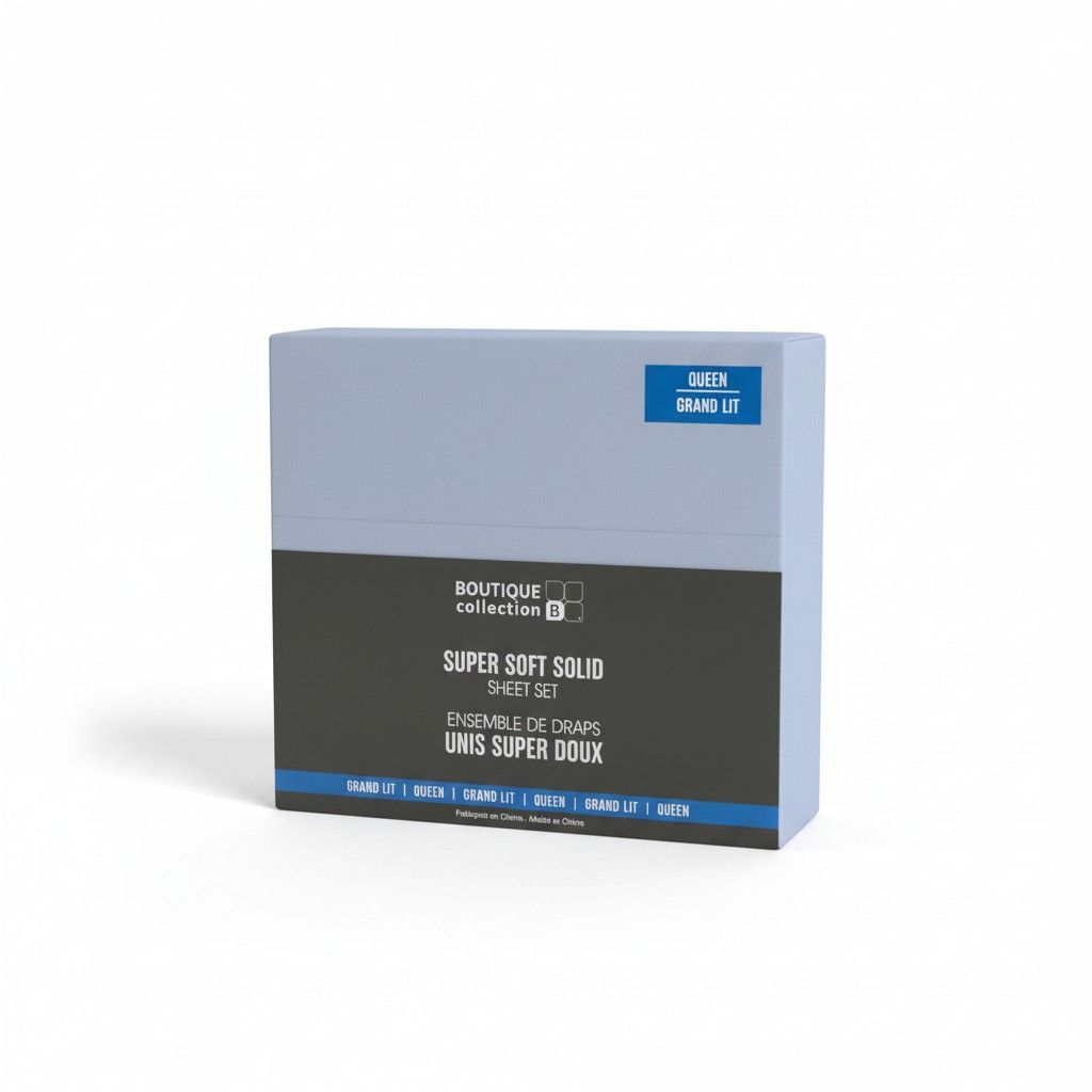 Drap unis queen- Bleu