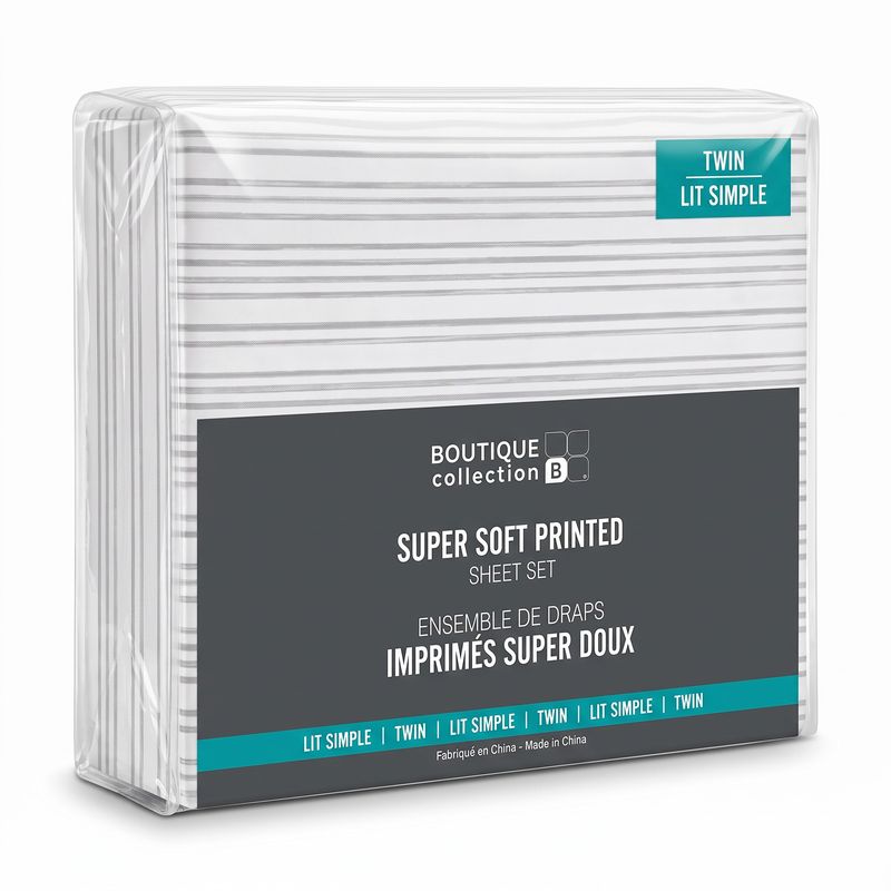Drap motif simple- Rayure grise