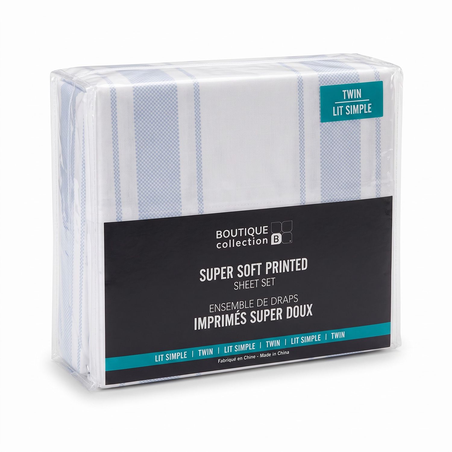 Drap motif simple- Rayure bleu