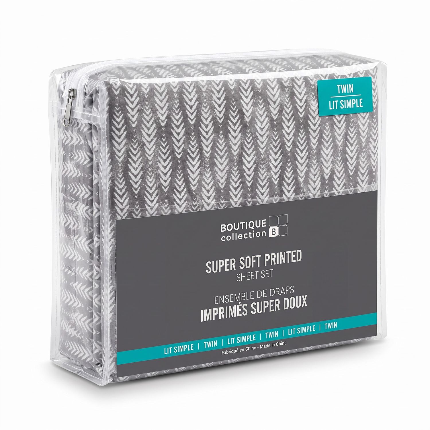 Drap motif simple- Chevron gris
