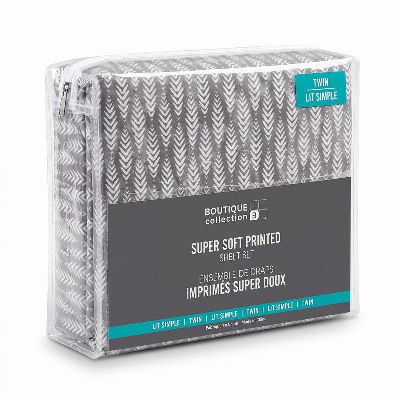 Drap motif simple- Chevron gris