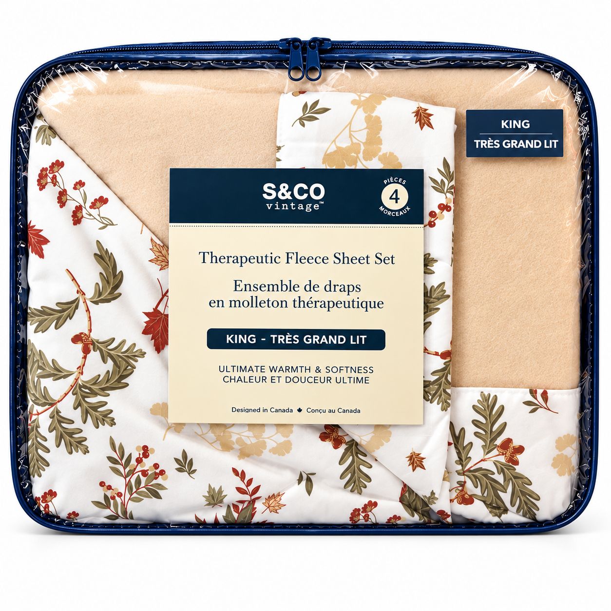 Ensemble de drap en molleton thérapeutique- King- Crème