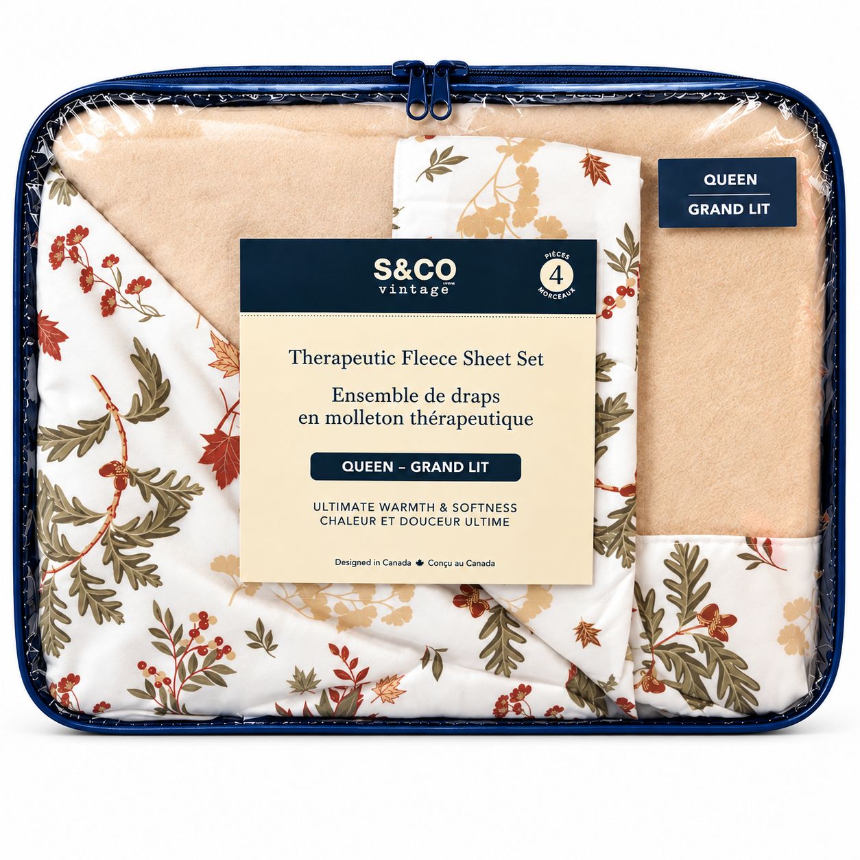 Ensemble de drap en molleton thérapeutique- Queen- Crème