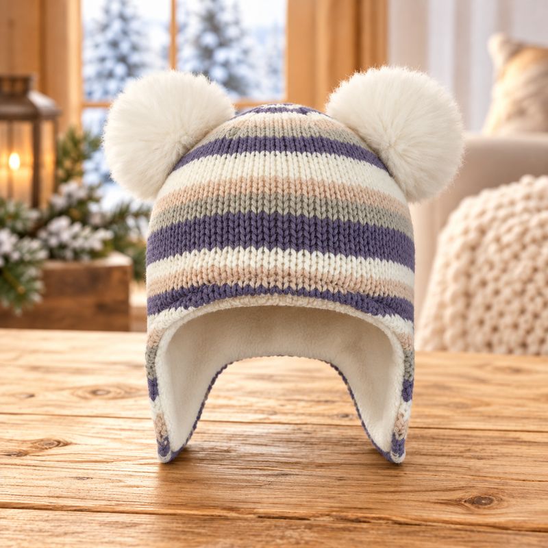 Tuque pour Enfant Rayé Mauve