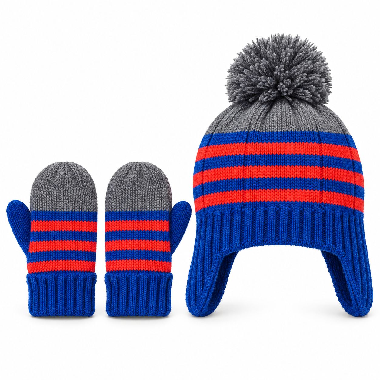 Duo Tuque &amp; Mitaine Enfant Bleu/Rouge