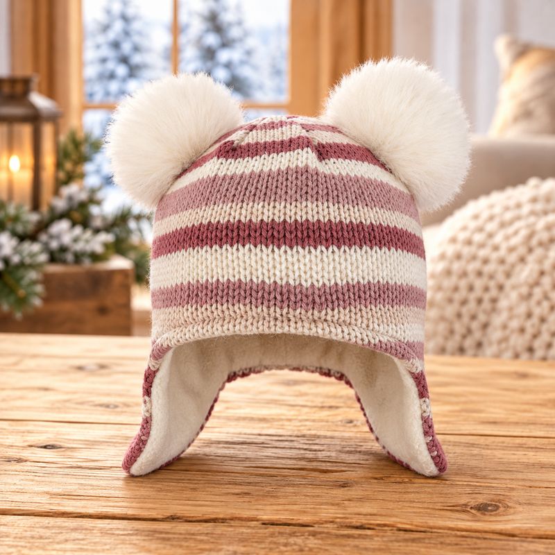 Tuque pour Enfant Rayé Rose
