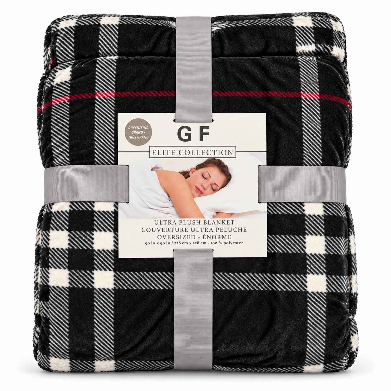 Très Grande Couverture en peluche- Noir/Blanc
