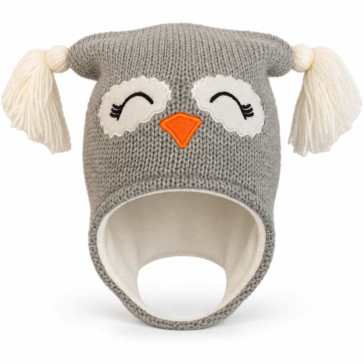 Tuque pour Enfant Hiboux-Gris