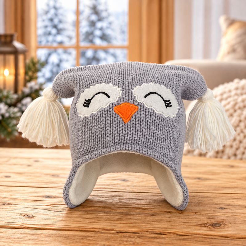 Tuque pour Enfant Hiboux Lilas