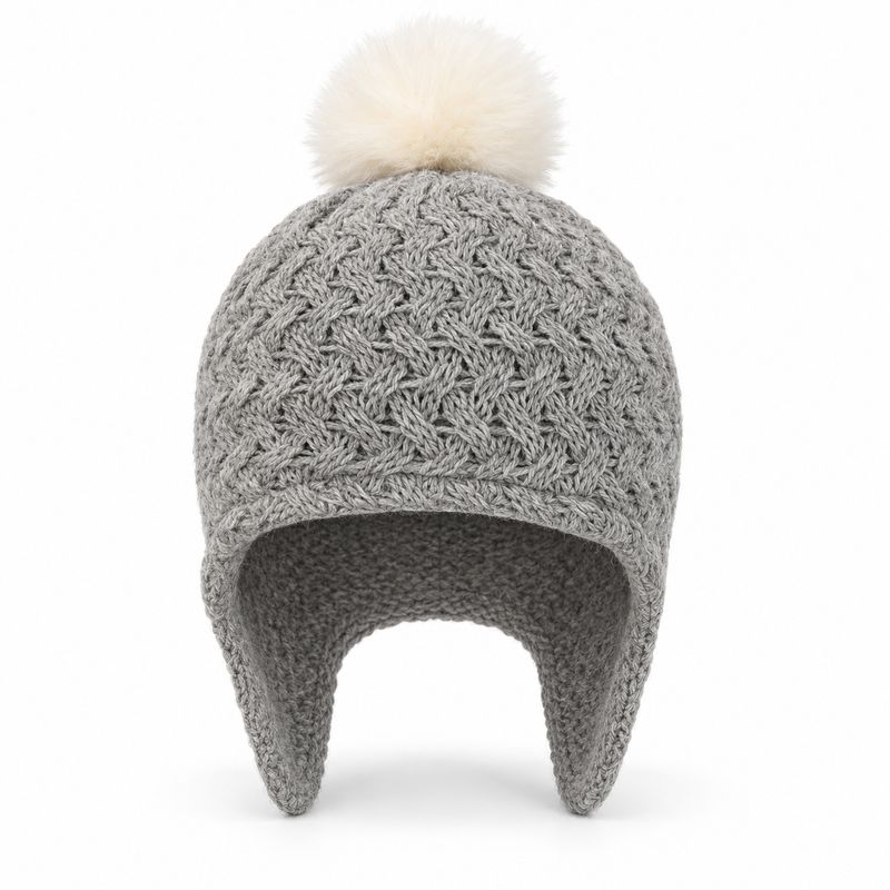 Tuque pour Enfant Grise avec pompom