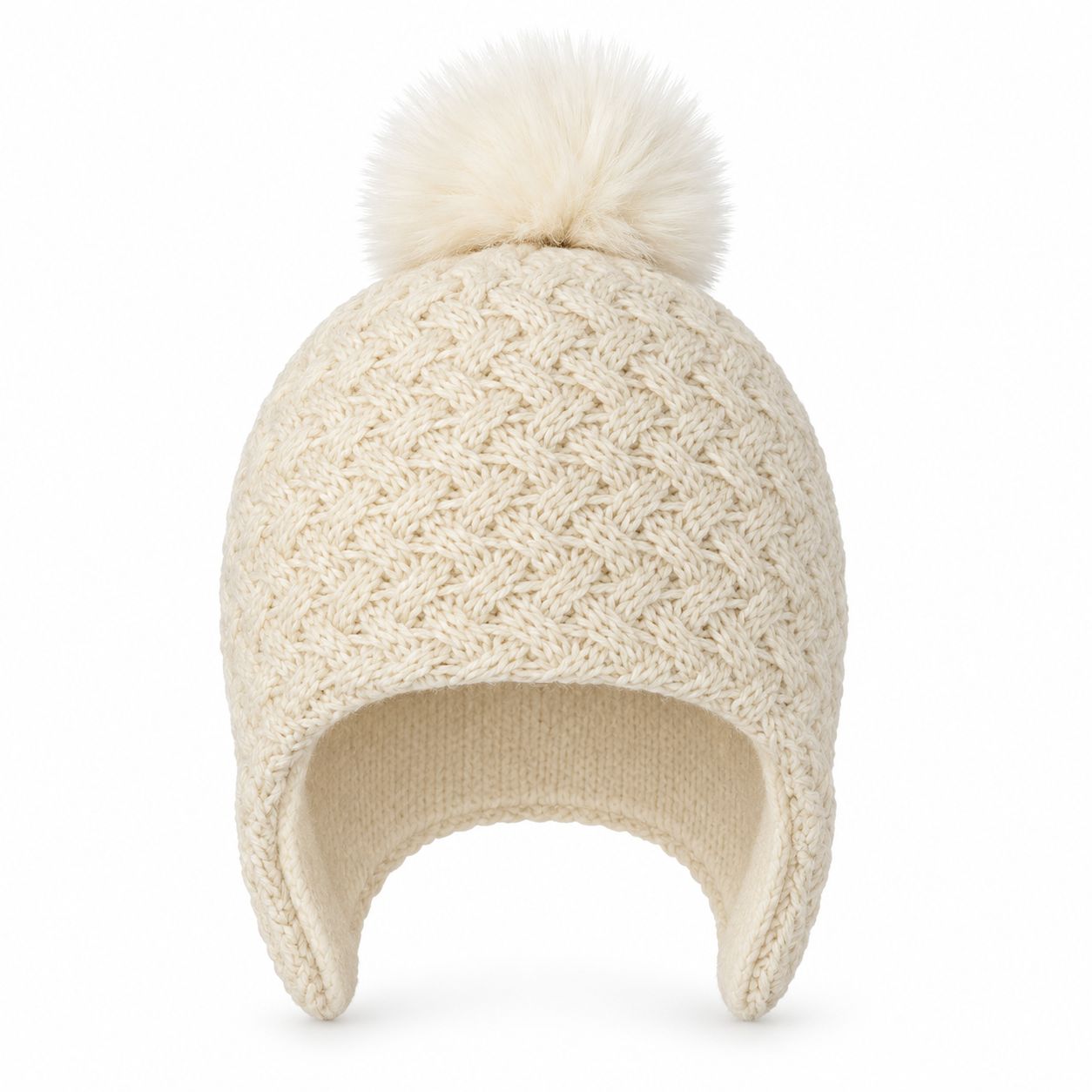 Tuque pour enfant crème avec pompom