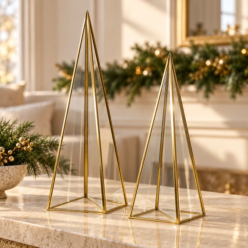 Duo d'arbres en métal et verre