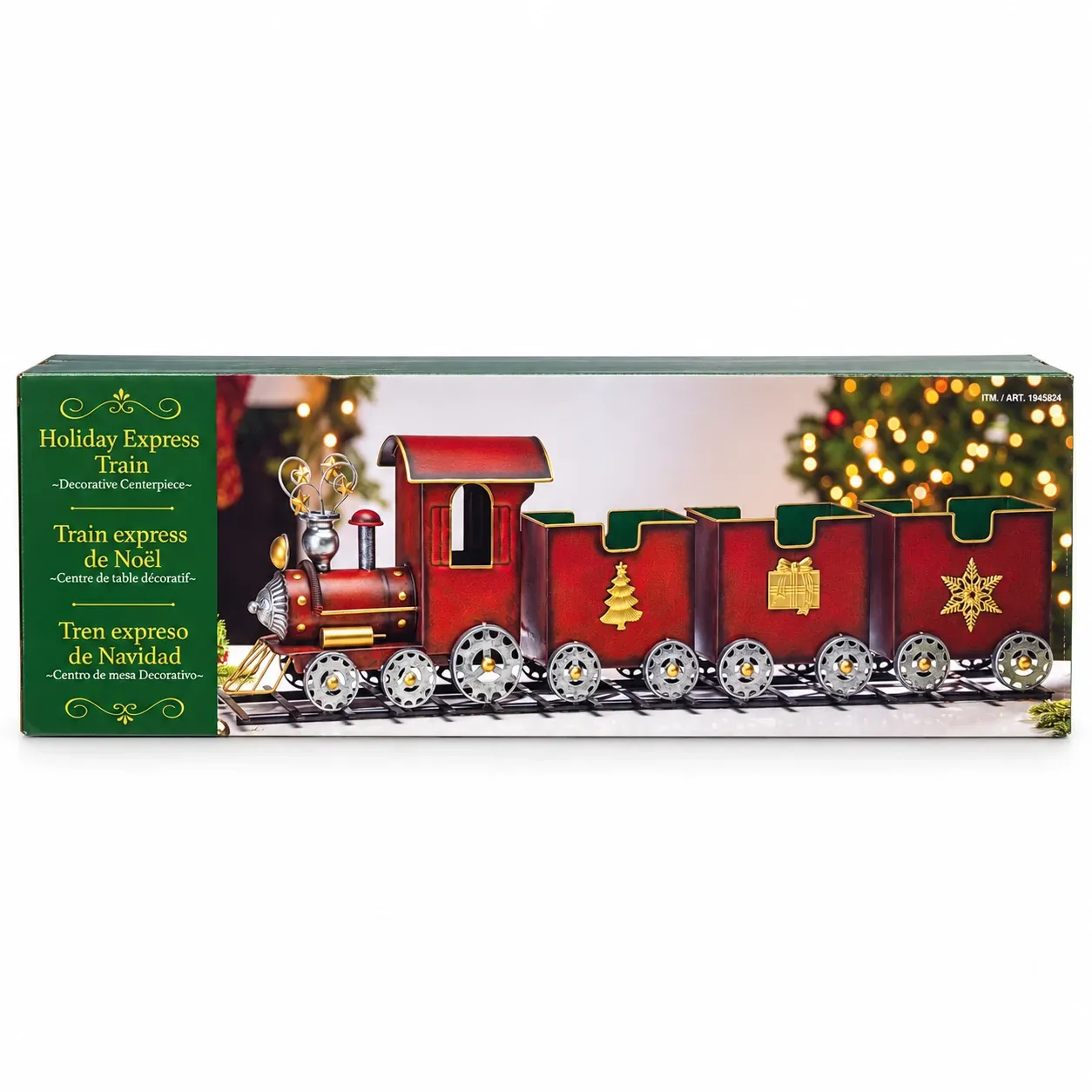 Centre de table train en métal 91cm