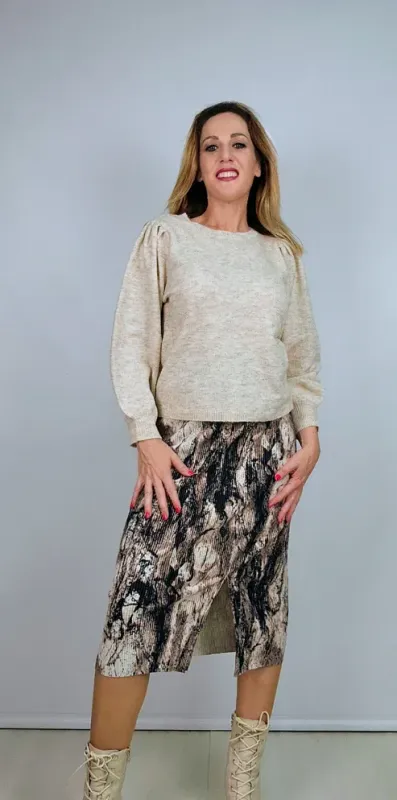 Jersey lana beige rosado Jersey lana beige rosado
