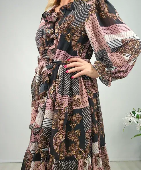 Vestido fluido estampado vichy Vestido fluido estampado vichy