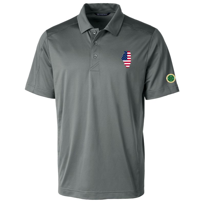 Cutter &amp; Buck Men&#39;s Textured Stretch Prospect Polo with IL/USA Flag