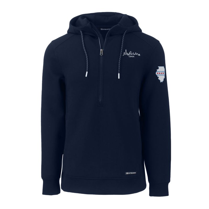 Cutter &amp; Buck - Roam Eco Half Zip Recycled Men’s Hooded Pullover with Skyline