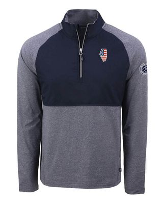 Cutter &amp; Buck - Adapt Eco Knit Hybrid Men&#39;s Quarter Zip with IL/USA Flag
