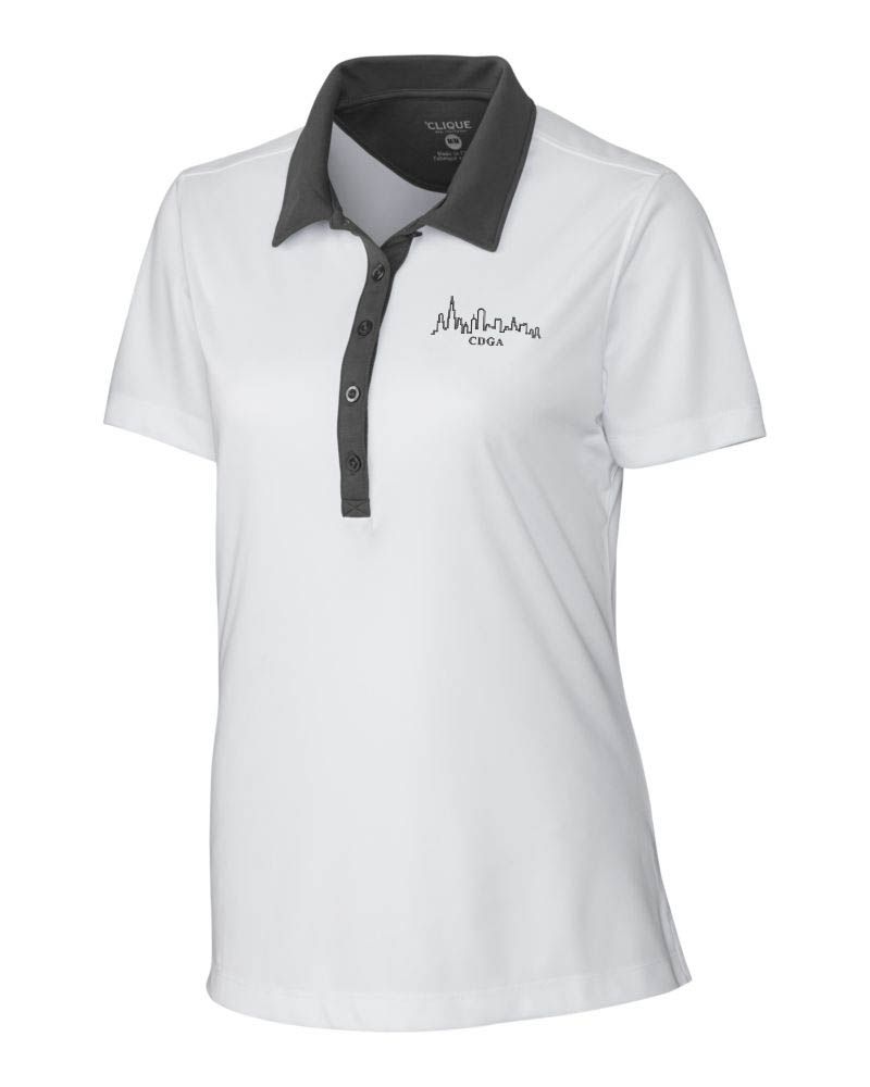 Cutter &amp; Buck - Women&#39;s Clique Pharma Tech Jersey Polo with Skyline, Color: White/Titan, Size: S