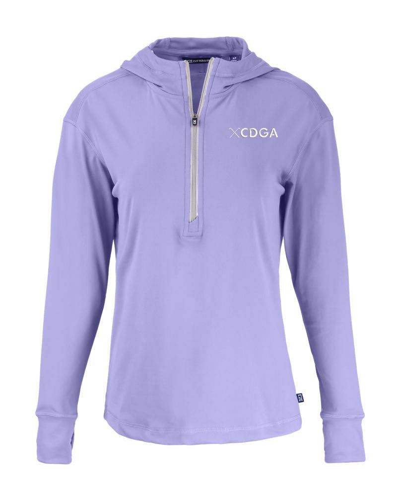 Cutter &amp; Buck - Daybreak Women&#39;s Half Zip Hoodie with CDGA Wordmark, Color: Hyacinth, Size: S