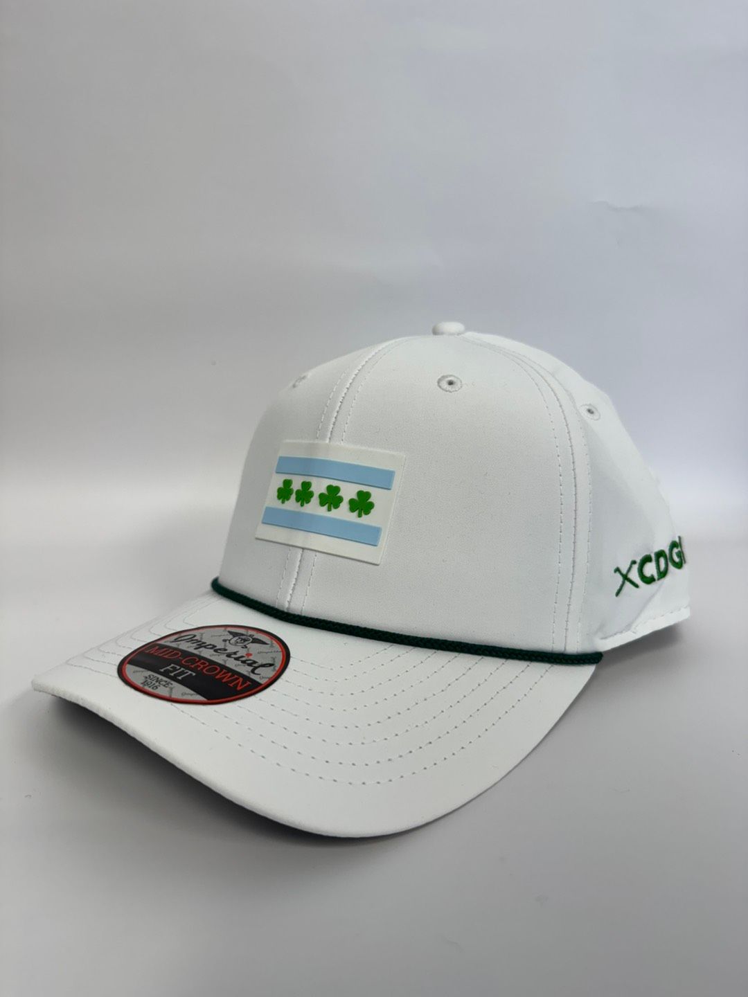 Imperial - 7054 White/Dark Green Rope with Chi Flag/Shamrocks, Color: White/Dark Green Rope