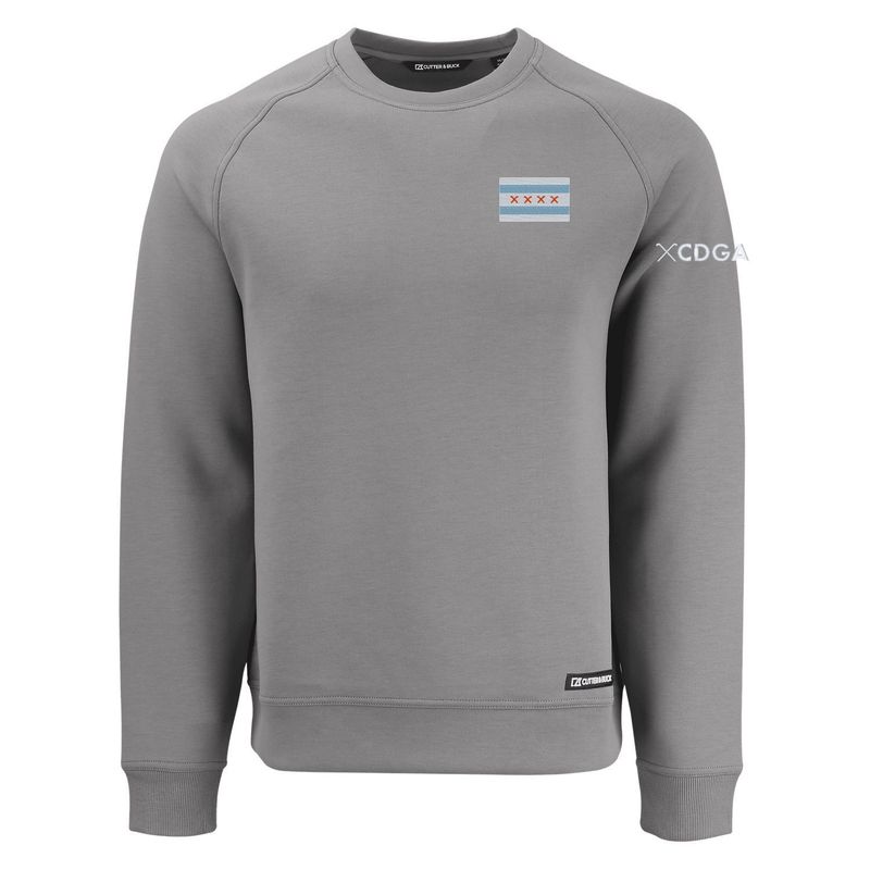 Cutter &amp; Buck Chicago Flag/Clubs Crew Neck Men&#39;s Pullover - Grey