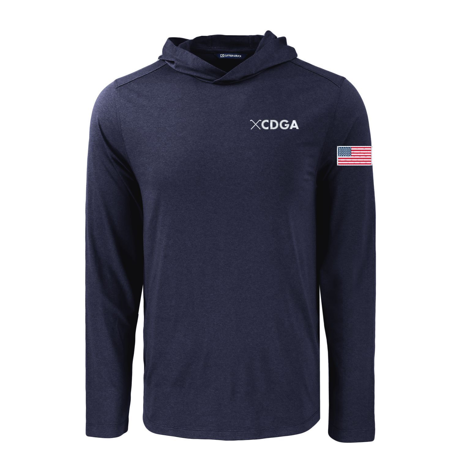 Cutter &amp; Buck USA Coastline Recycled Men&#39;s Hooded Shirt with CDGA Wordmark, Size: 2XL