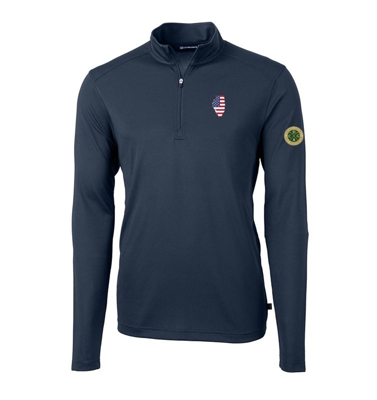 Cutter &amp; Buck Men&#39;s Virtue Eco Pique Recycled Quarter-Zip with IL/USA