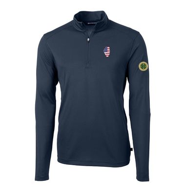 Cutter &amp; Buck Men&#39;s Virtue Eco Pique Recycled Quarter-Zip with IL/USA