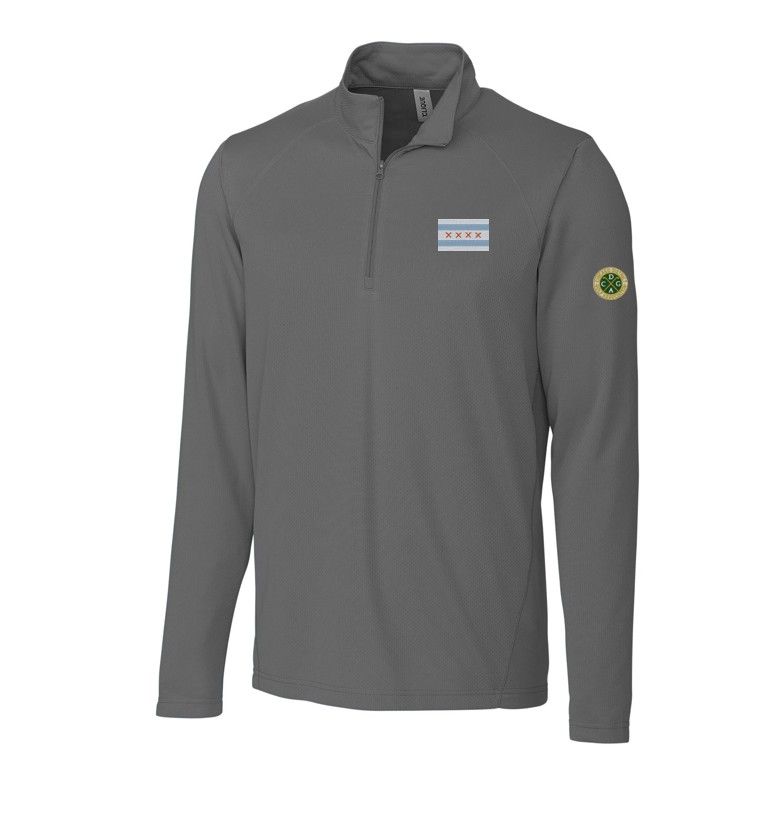 Cutter &amp; Buck Men&#39;s Half Zip with Chi/Clubs Logo, Color: Ice, Size: S