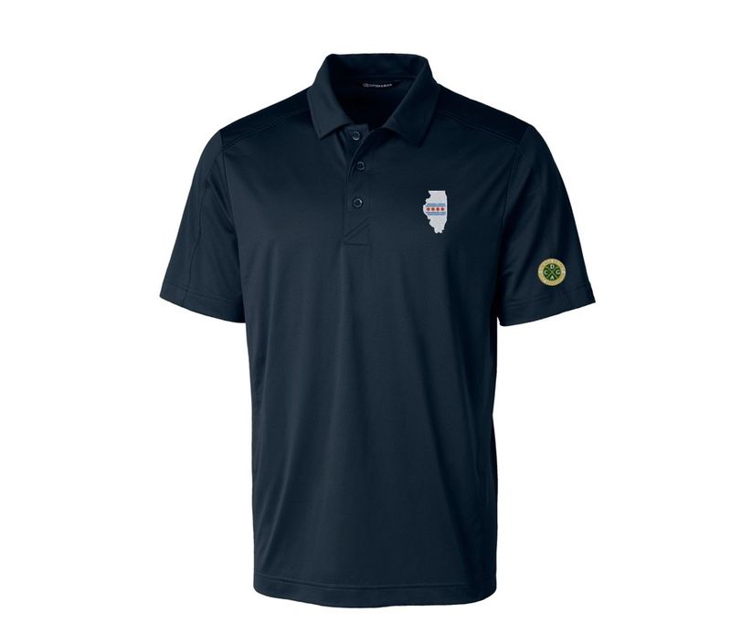 Cutter &amp; Buck Men's Textured Stretch Prospect Polo with IL/Chi Flag