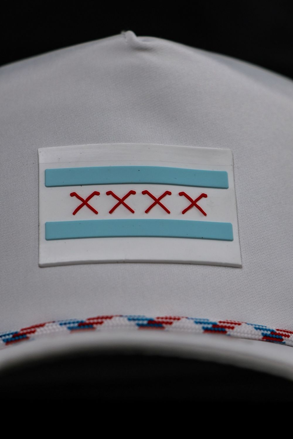 Imperial - 5054 White with Light Blue/Navy Rope with Chi Flag/Clubs, Color: Light Blue/Red Rope