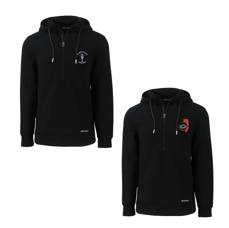Cutter &amp; Buck Roam Eco Half Zip Recycled Men&#39;s Hooded Pullover - MCK01279
