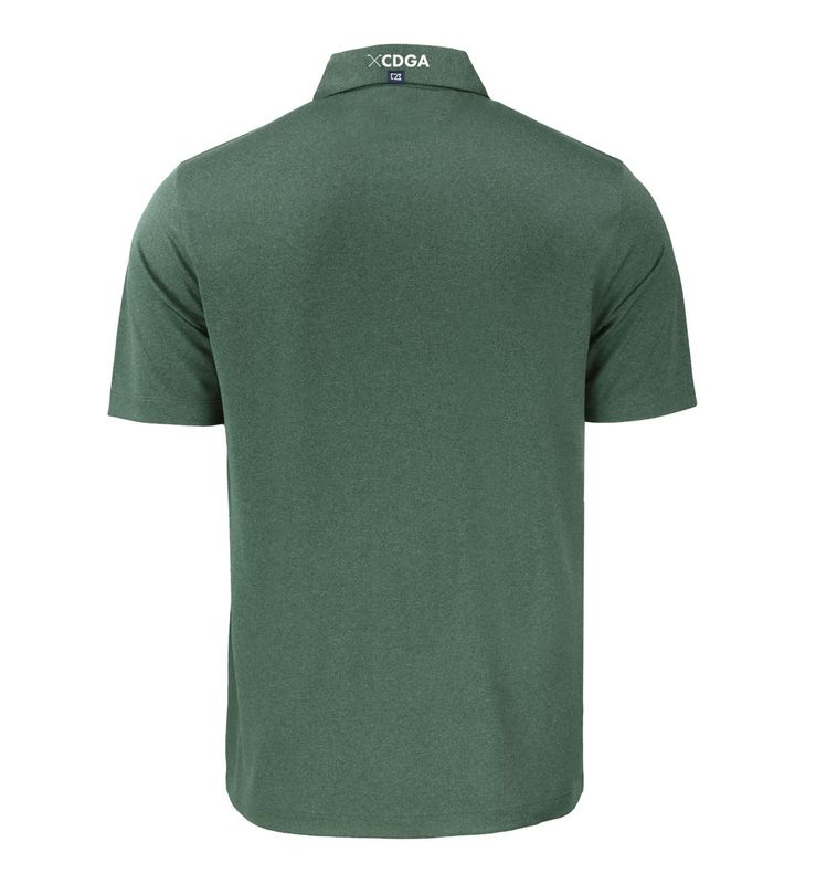 Men's Heathered Hunter Forge Eco Polo with Chicago Flag Shamrock 
