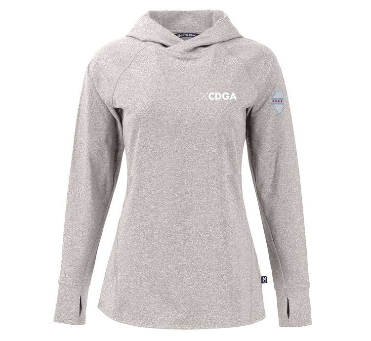 Cutter &amp; Buck Women's Heathered Hooded Pullover with CDGA and IL/Chi Flag