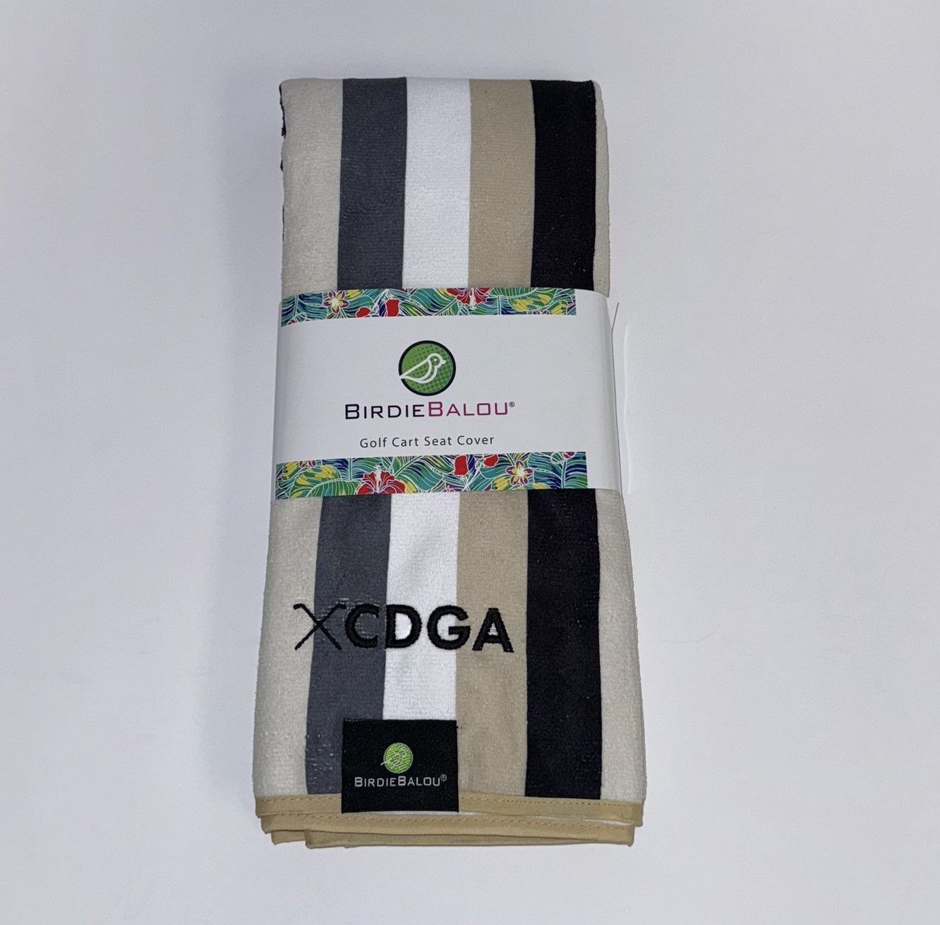 Golf Cart Seat Cover Stripe Khaki/Black, Color: Khaki/Black