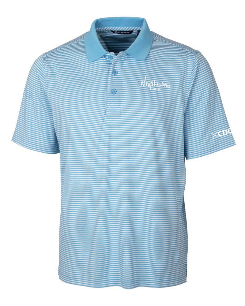 Cutter &amp; Buck - Forge Fine Line Stripe Stretch Men's Polo with Skyline, Color: Atlas/White, Size: S