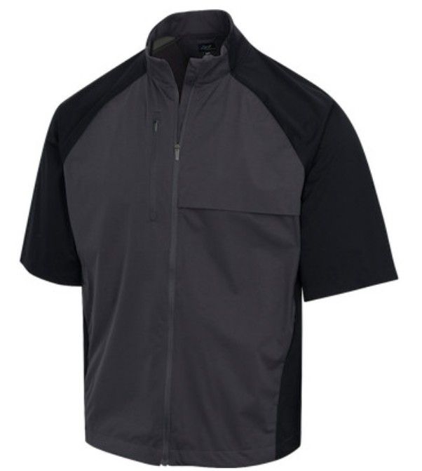 Greg Norman Men's Weatherknit Black Full-Zip Jacket, Short Sleeve