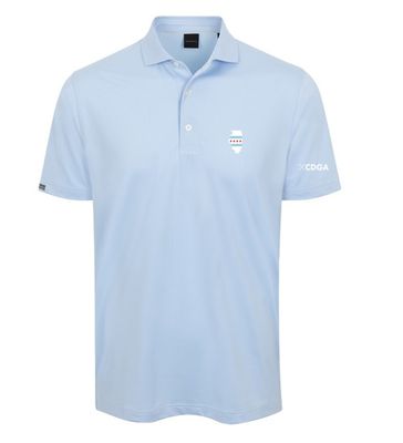 Dunning Men's Quest Ventilated Performance Polo with IL/USA Flag, Windsurfer Blue