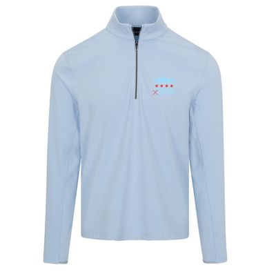 Dunning Men's Player 2.0 Tech Quarter Zip with IL Skyline, Cashmere Blue