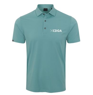Dunning Men's Quest 2.0 Ventilated Performance Polo with CDGA Wordmark, Slate Green